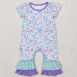 SR0804 Ocean Shell Starfish Purple Baby Girl Romper