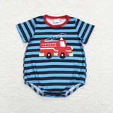 SR0836 Fire truck Red Baby Boy Romper