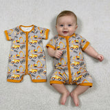 SR0844 Excavator Dig Truck Car Baby Boys Sleepers Romper