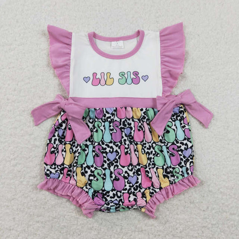 SR0867 LIL Sis Love Leopard Baby Girl Bubble Romper