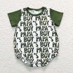 SR0876 PAPA's Girl Green Baby Boy Romper