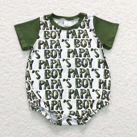 SR0876 PAPA's Girl Green Baby Boy Romper