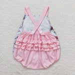 SR0911 On the Farm Pink Ruffles Baby Girl Romper