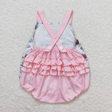 SR0911 On the Farm Pink Ruffles Baby Girl Romper