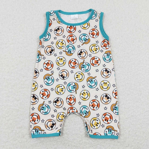 SR0915 Summer Smiley face Star Baby Boy Romper