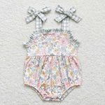 SR0921 Summer Flower Mint Baby Girl Bubble Romper