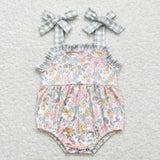 SR0921 Summer Flower Mint Baby Girl Bubble Romper