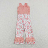 SR0963 Flower Floral Pink Girl's Jumpsuit