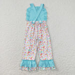 Flower Jumpsuit Ruffles Sister Matching Clothes