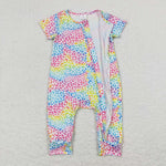 SR0977 Colorful Leopard Baby Zip Sleeper Romper