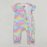 SR0977 Colorful Leopard Baby Zip Sleeper Romper