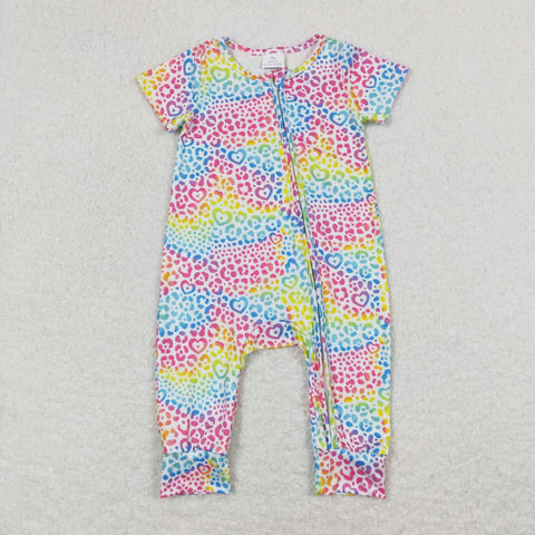 SR0977 Colorful Leopard Baby Zip Sleeper Romper