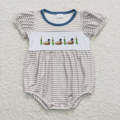 SR0987 Embroidery Mallard Baby Girl Romper