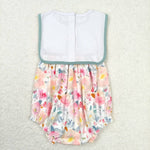 SR0988 Embroidery I love Dad Flower Baby Girl Romper