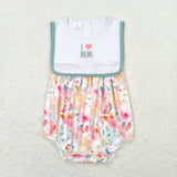 SR0989 Embroidery I love Mom Flower Baby Girl Romper