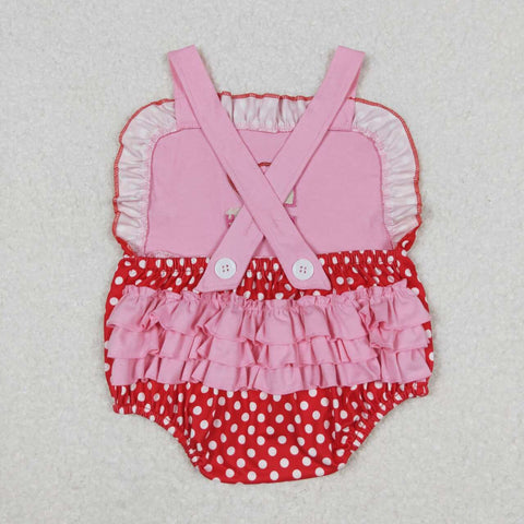 SR0990 Embroidery I love my Mommy Dots Baby Girl Romper
