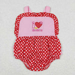 SR0990 Embroidery I love my Mommy Dots Baby Girl Romper