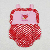 SR0990 Embroidery I love my Mommy Dots Baby Girl Romper