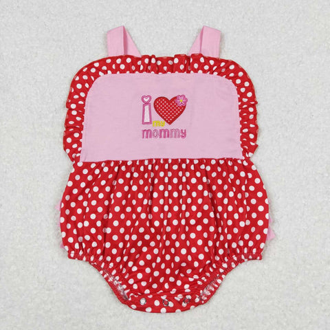 SR0990 Embroidery I love my Mommy Dots Baby Girl Romper