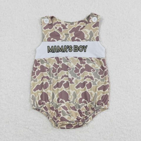 SR0995 Embroidery MAMA'S BOY Camo Baby Boy Romper