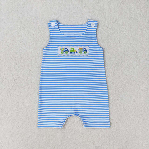 SR1005 Embroidery Summer Truck Sand Baby Boy Romper