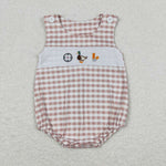 SR1009 Embroidery Mallard Plaid Baby Boy Romper