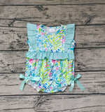 SR1022 Lilly Flower Mint Baby Girls Romper