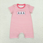 SR1028 Embroidery Sailboat Stripe Baby Boy Romper