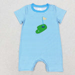 SR1044 Embroidery Golf Stripe Baby Boy Romper