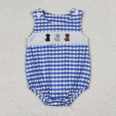 SR1048 Embroidery Dog Cute Baby Boy Bubble Romper