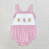 SR1058 Sailboat Pink Baby Girl Romper