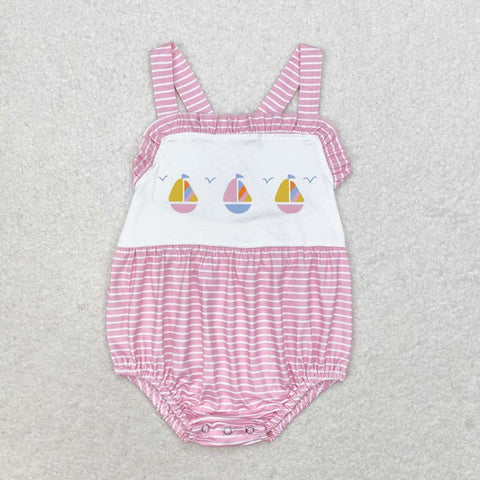 SR1058 Sailboat Pink Baby Girl Romper