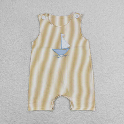 SR1062 Embroidery Sailboat Baby Boy Romper