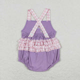 SR1071 Embroidery Cloudy Purple Baby Girl Romper