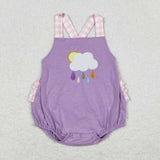 SR1071 Embroidery Cloudy Purple Baby Girl Romper