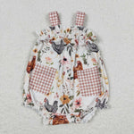 SR1073 Chicken Flower Baby Girl Romper