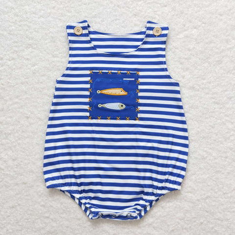 SR1074 Embroidery Fishing Gear Baby Boy Romper