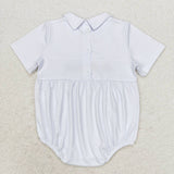 SR1077 Embroidery Car Blue Baby Boy Romper