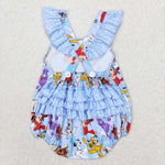 SR1114 Dog Blue Baby Girl Romper