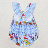 SR1114 Dog Blue Baby Girl Romper