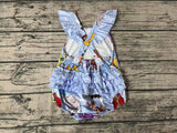 SR1114 Dog Blue Baby Girl Romper