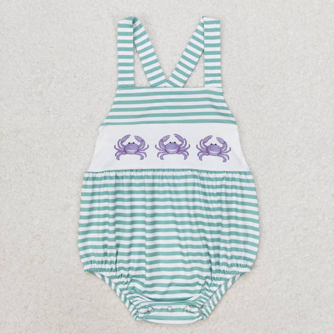 SR1118 Crab Green Baby Girl Romper