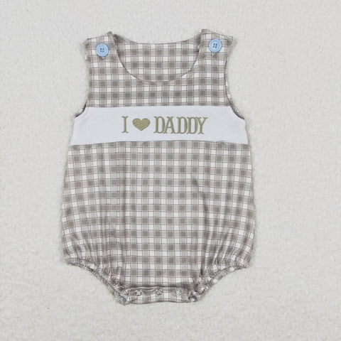 SR1120 Embroidery Green Plaid Baby Girl Romper