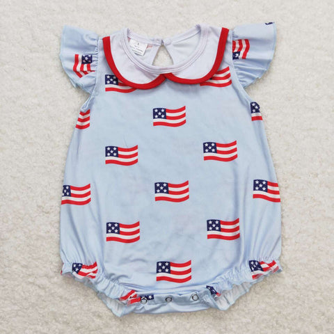 SR1123 USA Flag Blue Baby Girl Romper