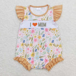 SR1131 Embroidery I Love MOM Flower Baby Girl Romper