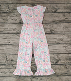 SR1139 Cartoon Mouse Flower Pink Girls Jumpsuit