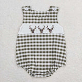 SR1167 Deer Green Plaid Baby Boy Romper