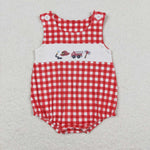 SR1174 Fire Fighting Red Plaid Baby Boy Romper