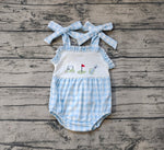 SR1175 Golf Blue Plaid Baby Girl Romper