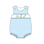 SR1176 Golf Blue Plaid Baby Boy Romper